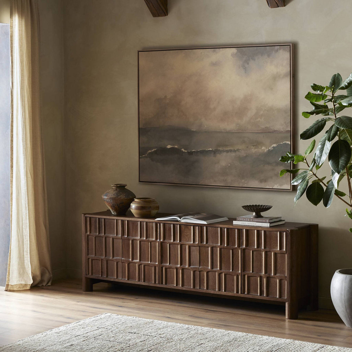 Ezri Media Console - Cocoa Oak