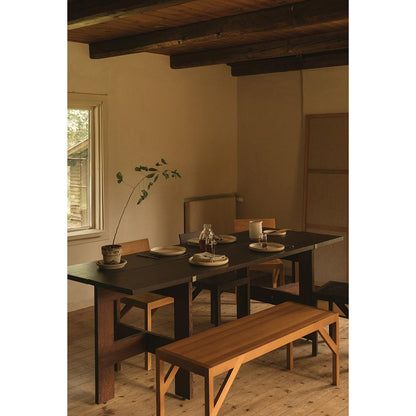 Farmhouse Trestle Table - Planks, Dark Oak
