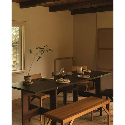 Farmhouse Trestle Table - Planks, Dark Oak