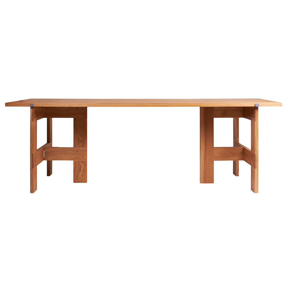 Farmhouse Trestle Table - Planks, Natural Oak