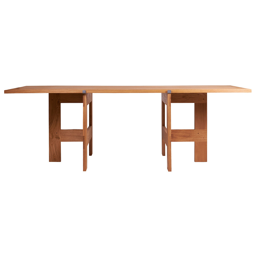 Farmhouse Trestle Table - Planks, Natural Oak