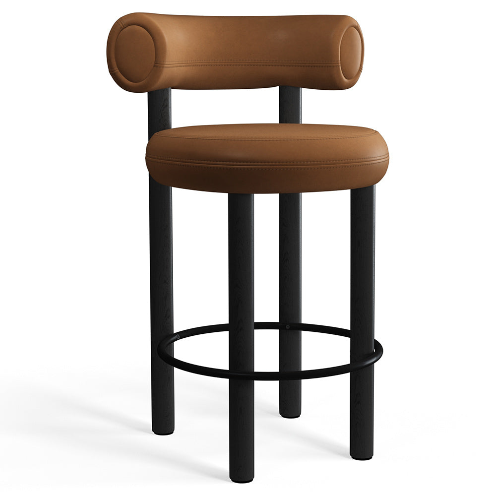 Fat Bar Counter Stool - Black Wood Base