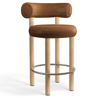 Fat Bar Counter Stool - Natural Wood Base