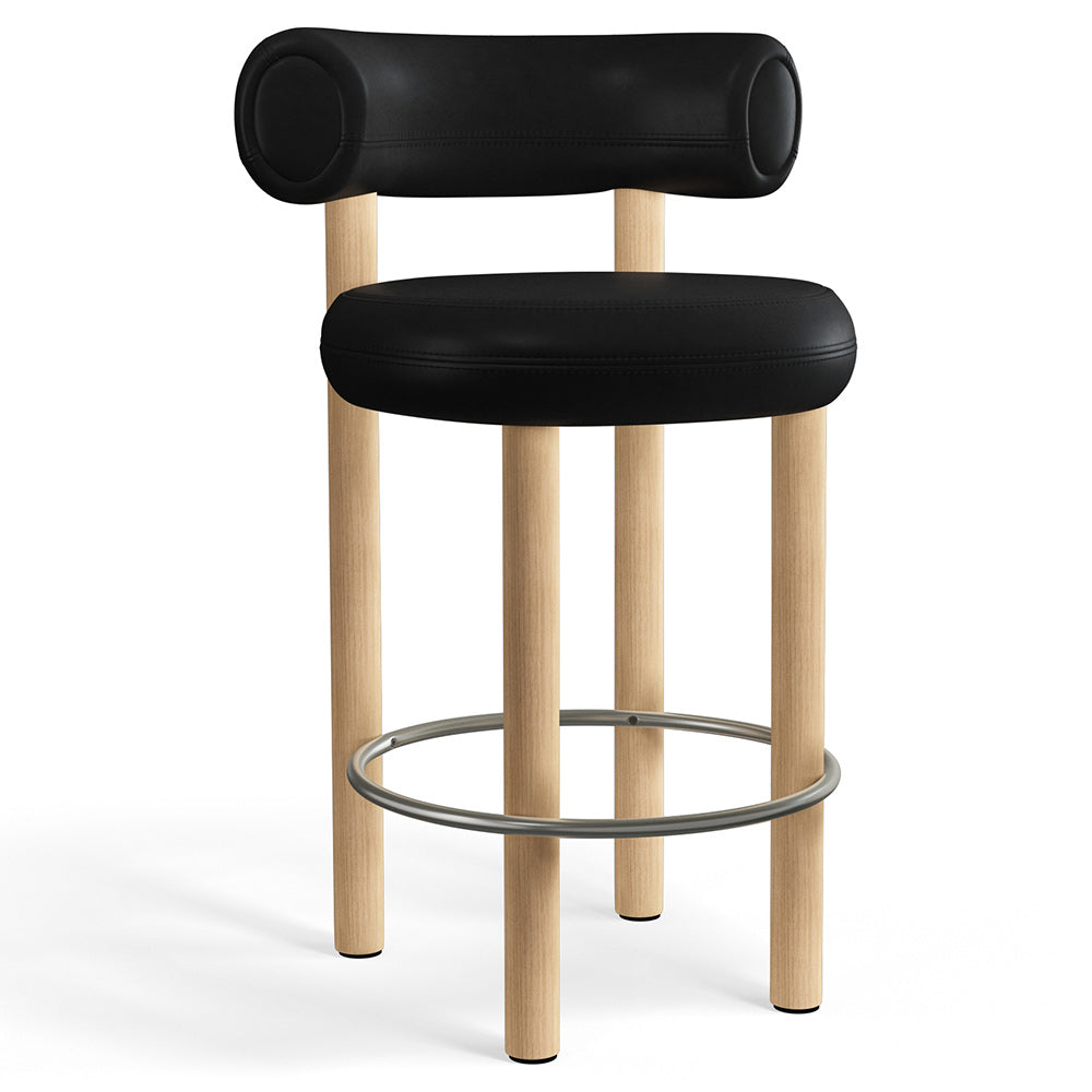 Fat Bar Counter Stool - Natural Wood Base