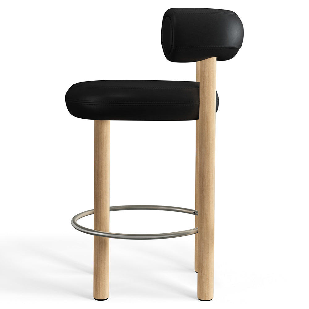 Fat Bar Counter Stool - Natural Wood Base