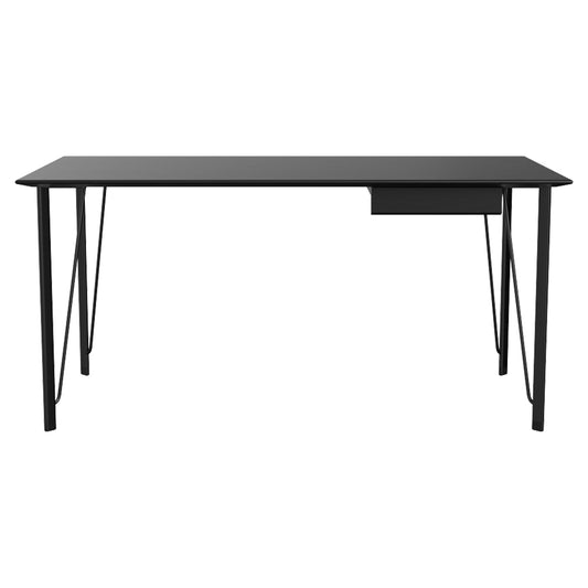 FH3605 Desk With Drawer - Black Ash Tabletop, Black Base