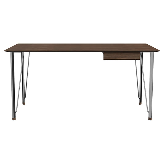FH3605 Desk With Drawer - Walnut Tabletop, Chrome Base