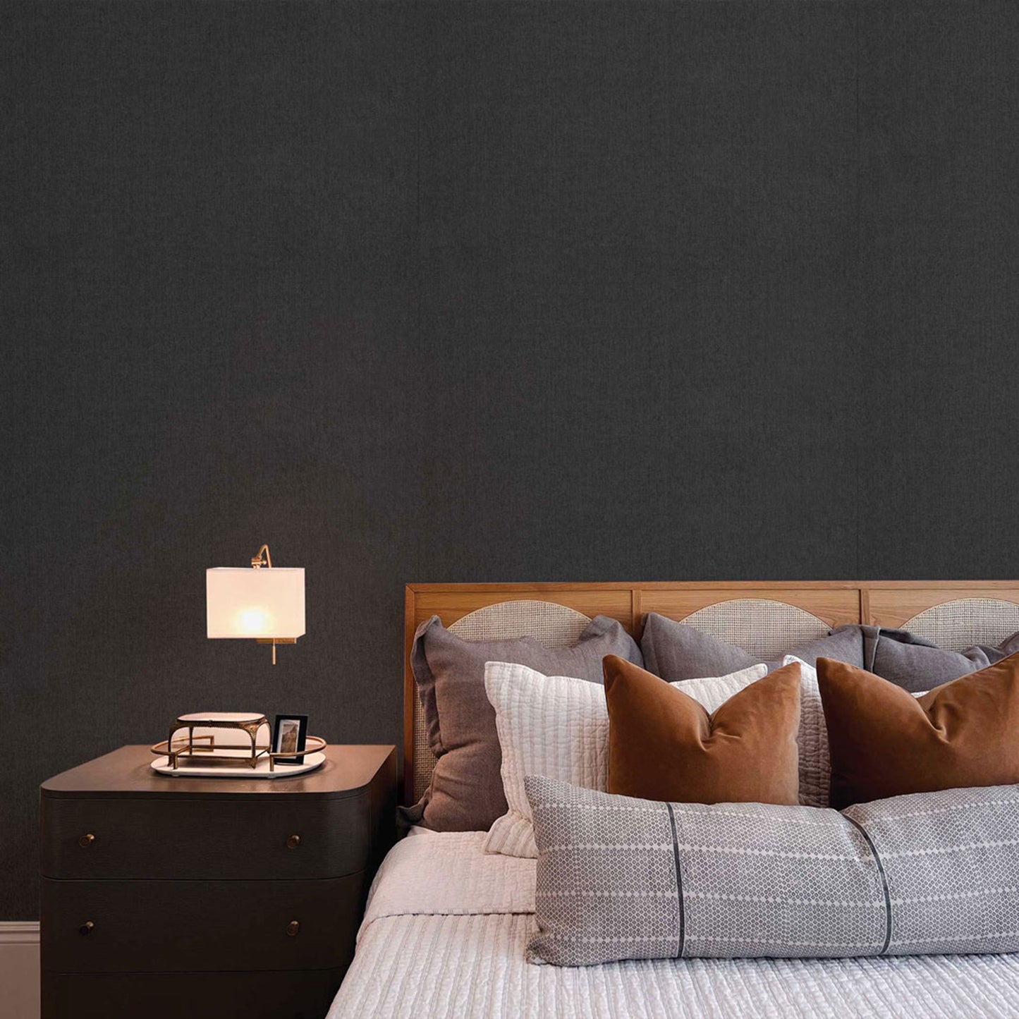 Fine Boxweave Paperweave Wallpaper - Matte Black
