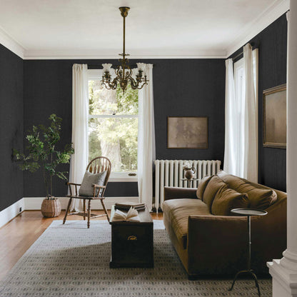 Fine Boxweave Paperweave Wallpaper - Matte Black
