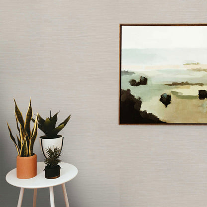 Fine Horizontal Sisal and Viscose Rayon Grasscloth Wallpaper - Light Natural and Taupe