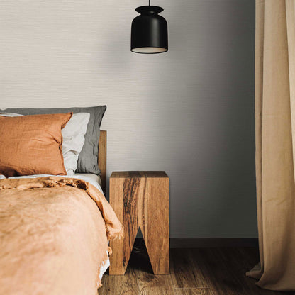 Fine Horizontal Sisal and Viscose Rayon Grasscloth Wallpaper - Light Natural and Taupe