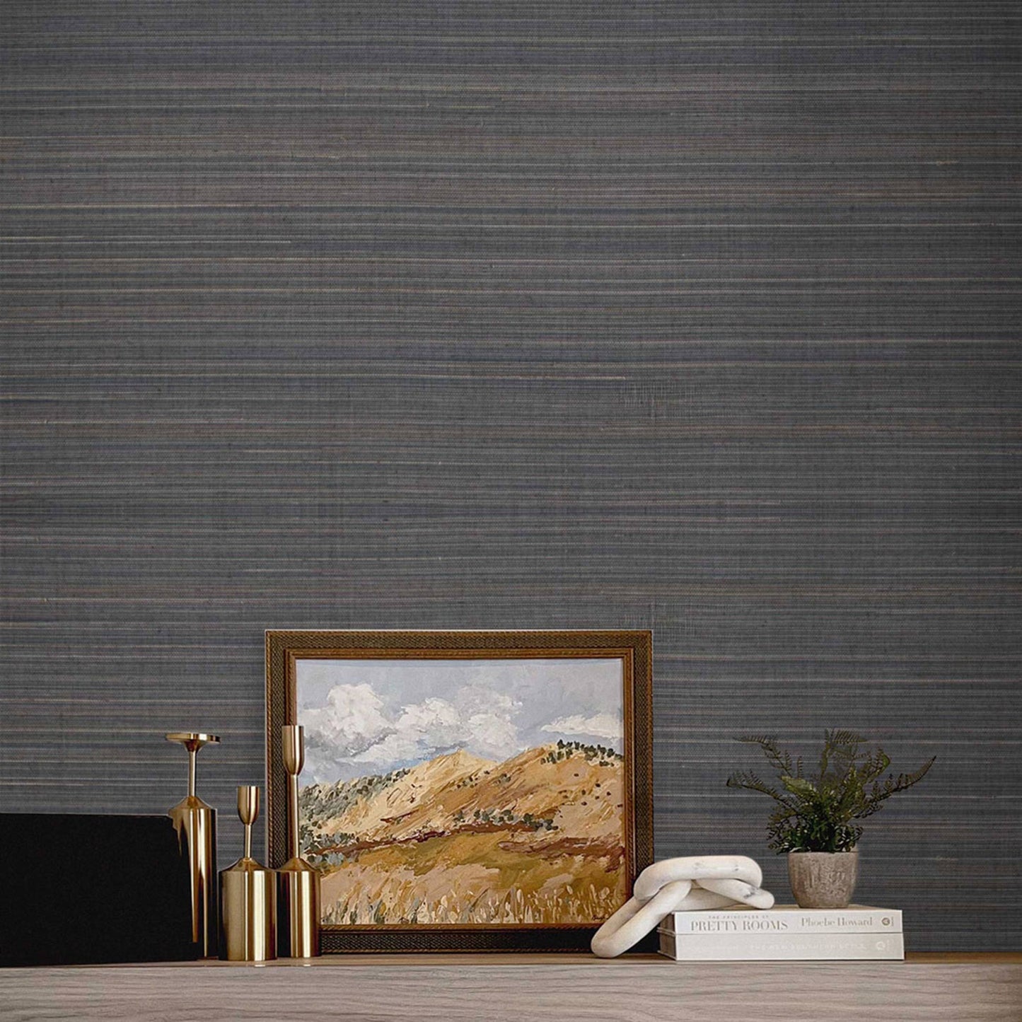 Fine Weave Abaca Grasscloth Wallpaper - Deep Midnight Sky