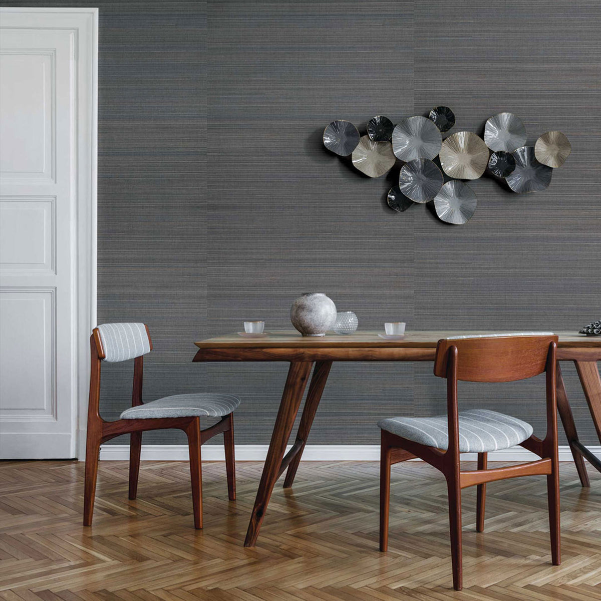 Fine Weave Abaca Grasscloth Wallpaper - Deep Midnight Sky