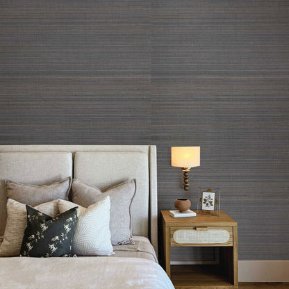 Fine Weave Abaca Grasscloth Wallpaper - Deep Midnight Sky