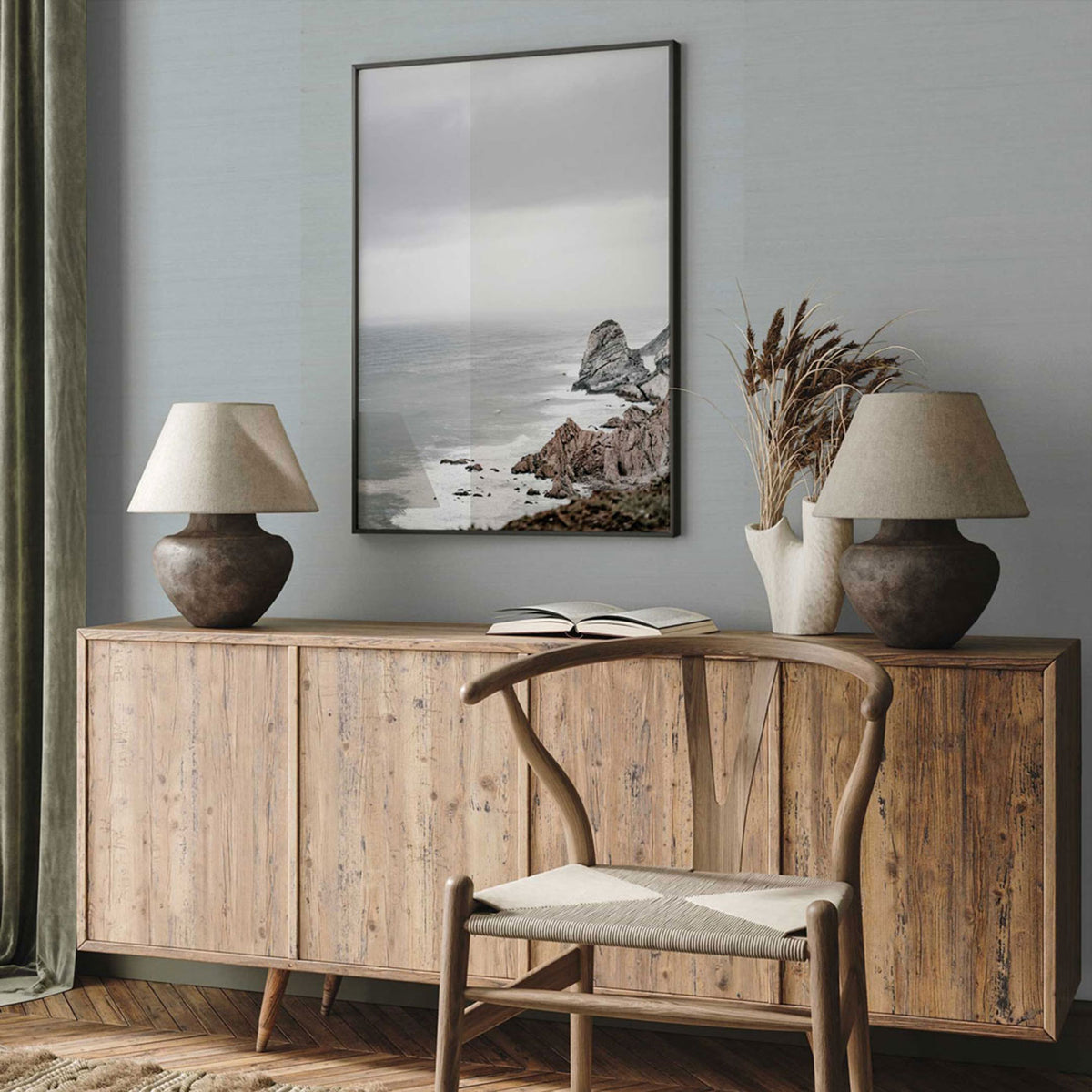 Fine Weave Abaca Grasscloth Wallpaper - Pale Aqua Sky