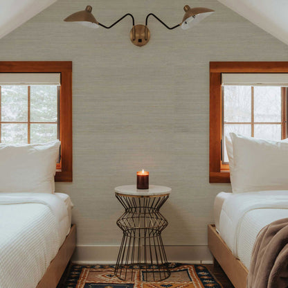Fine Weave Hemp Grasscloth Wallpaper - Light Natural on Pale Sage