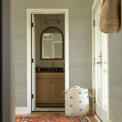 Fine Weave Hemp Grasscloth Wallpaper - Light Natural on Pale Sage