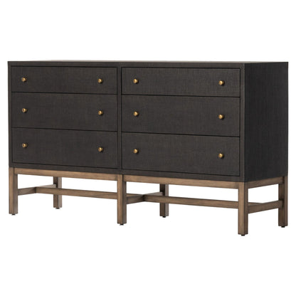 Fiona 6 Drawer Dresser - Black Raffia