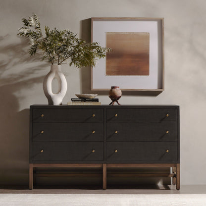 Fiona 6 Drawer Dresser - Black Raffia