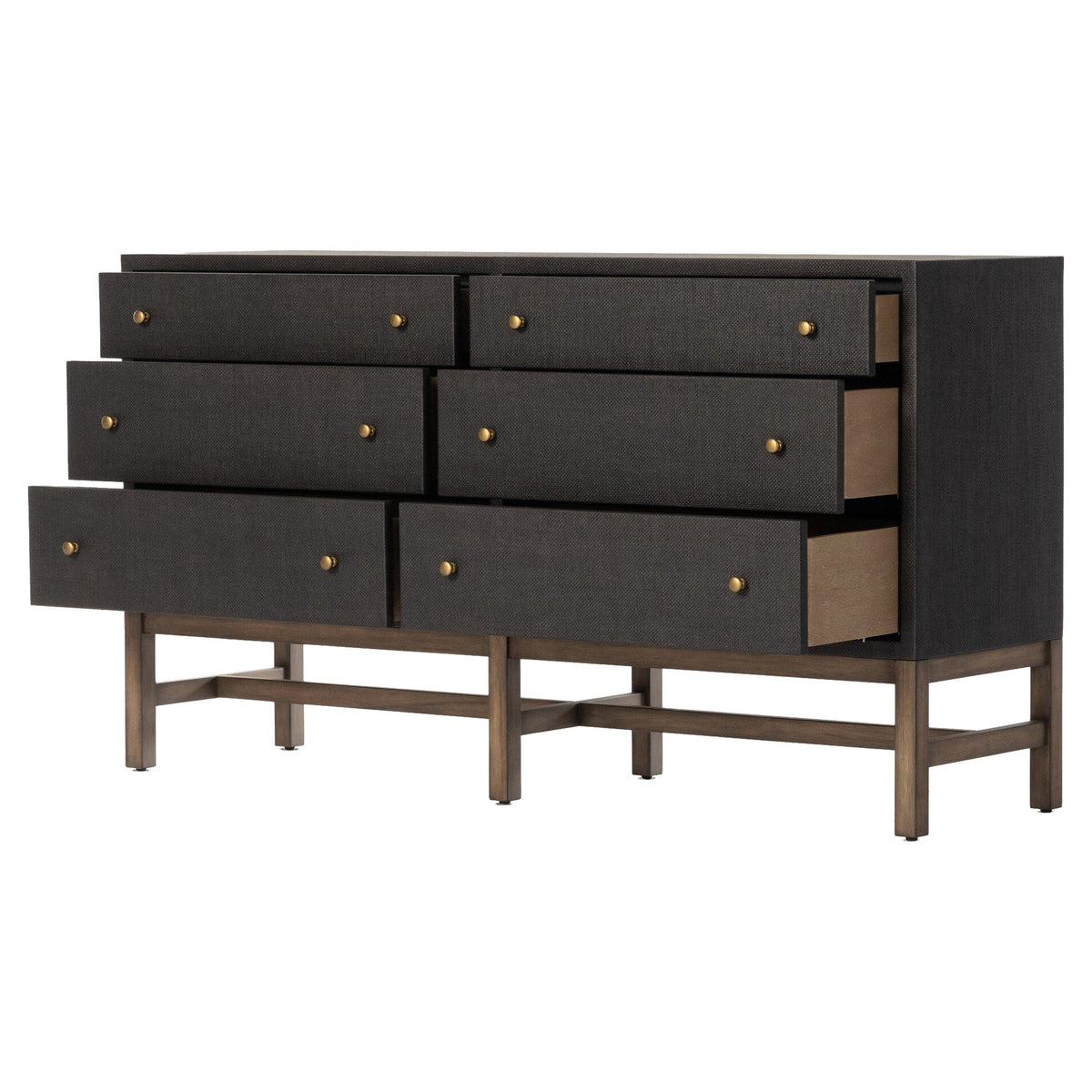 Fiona 6 Drawer Dresser - Black Raffia