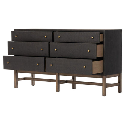 Fiona 6 Drawer Dresser - Black Raffia