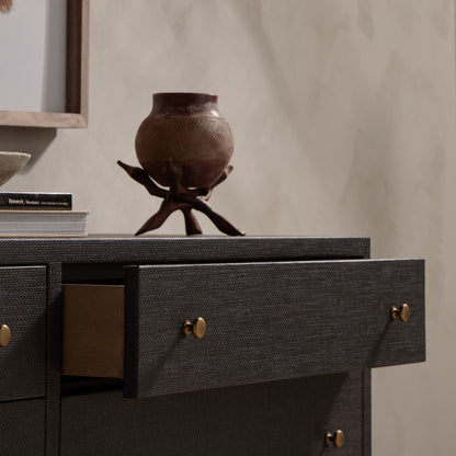 Fiona 6 Drawer Dresser - Black Raffia