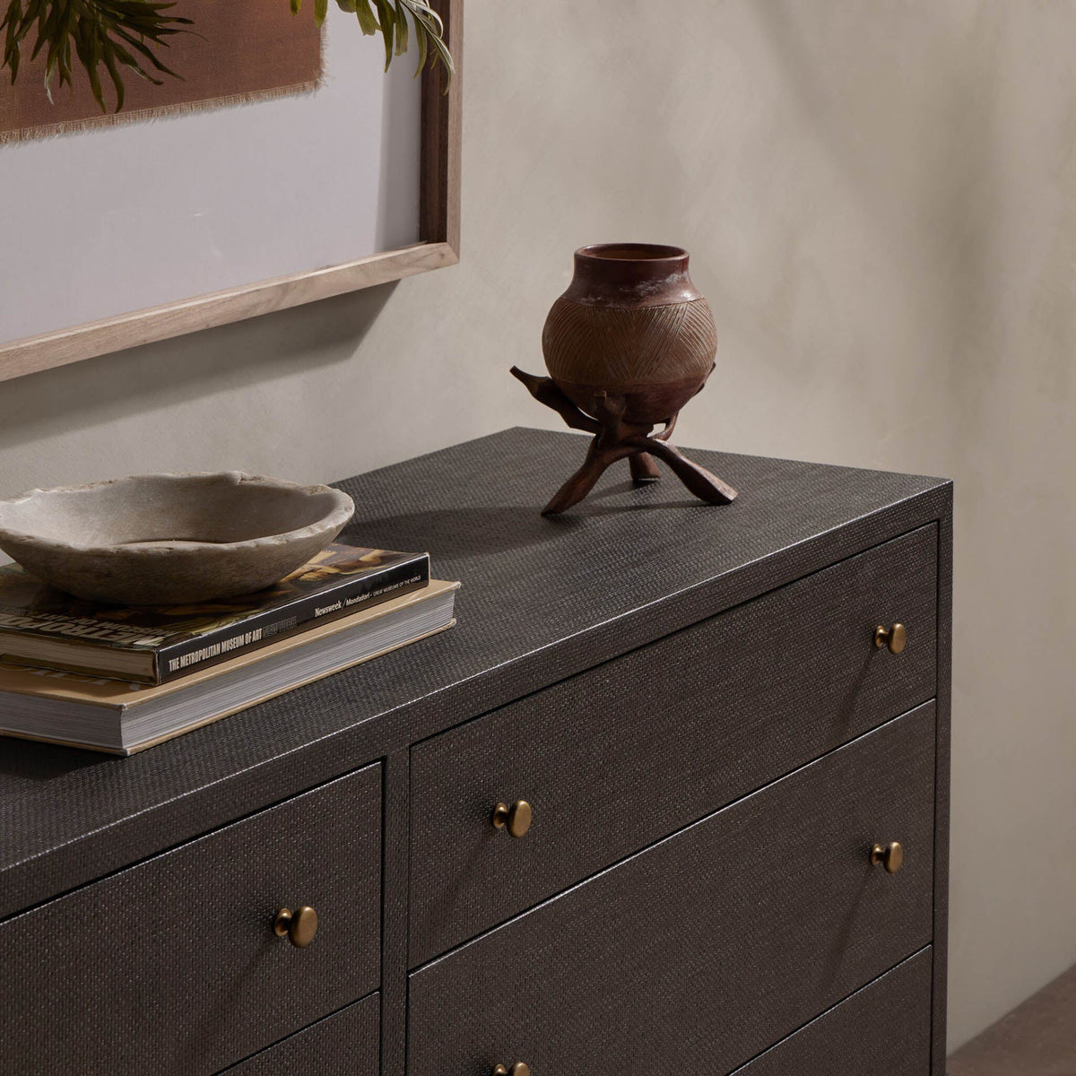 Fiona 6 Drawer Dresser - Black Raffia