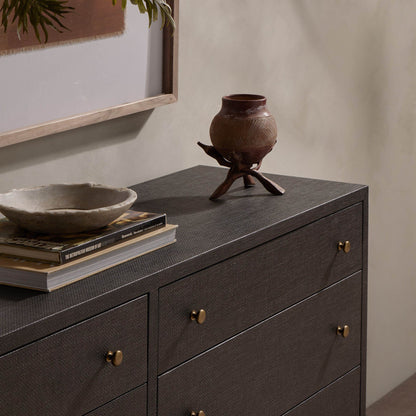 Fiona 6 Drawer Dresser - Black Raffia