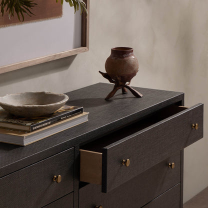 Fiona 6 Drawer Dresser - Black Raffia