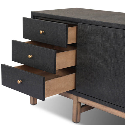 Fiona Media Console - Black Raffia