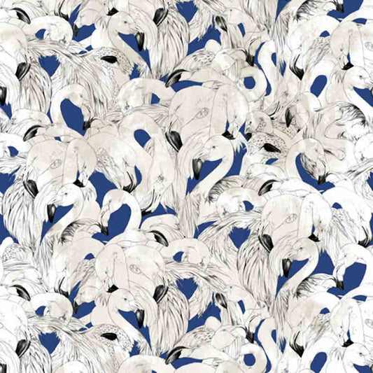 Flamingo Wallpaper - Navy