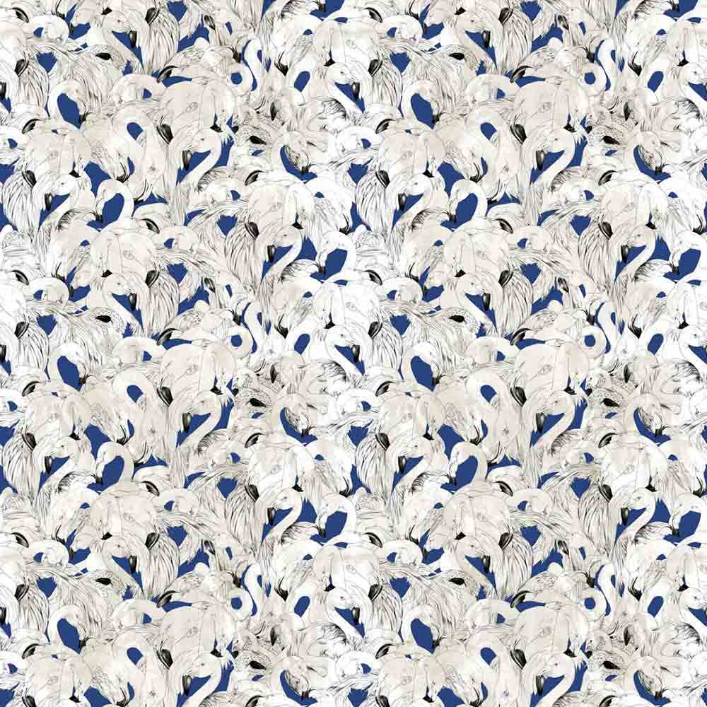 Flamingo Wallpaper - Navy