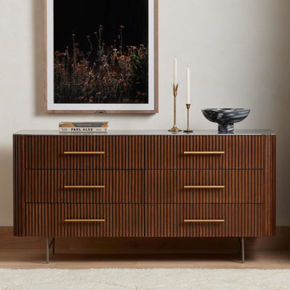 Fletcher 6 Drawer Dresser - Terra Brown Oak Veneer