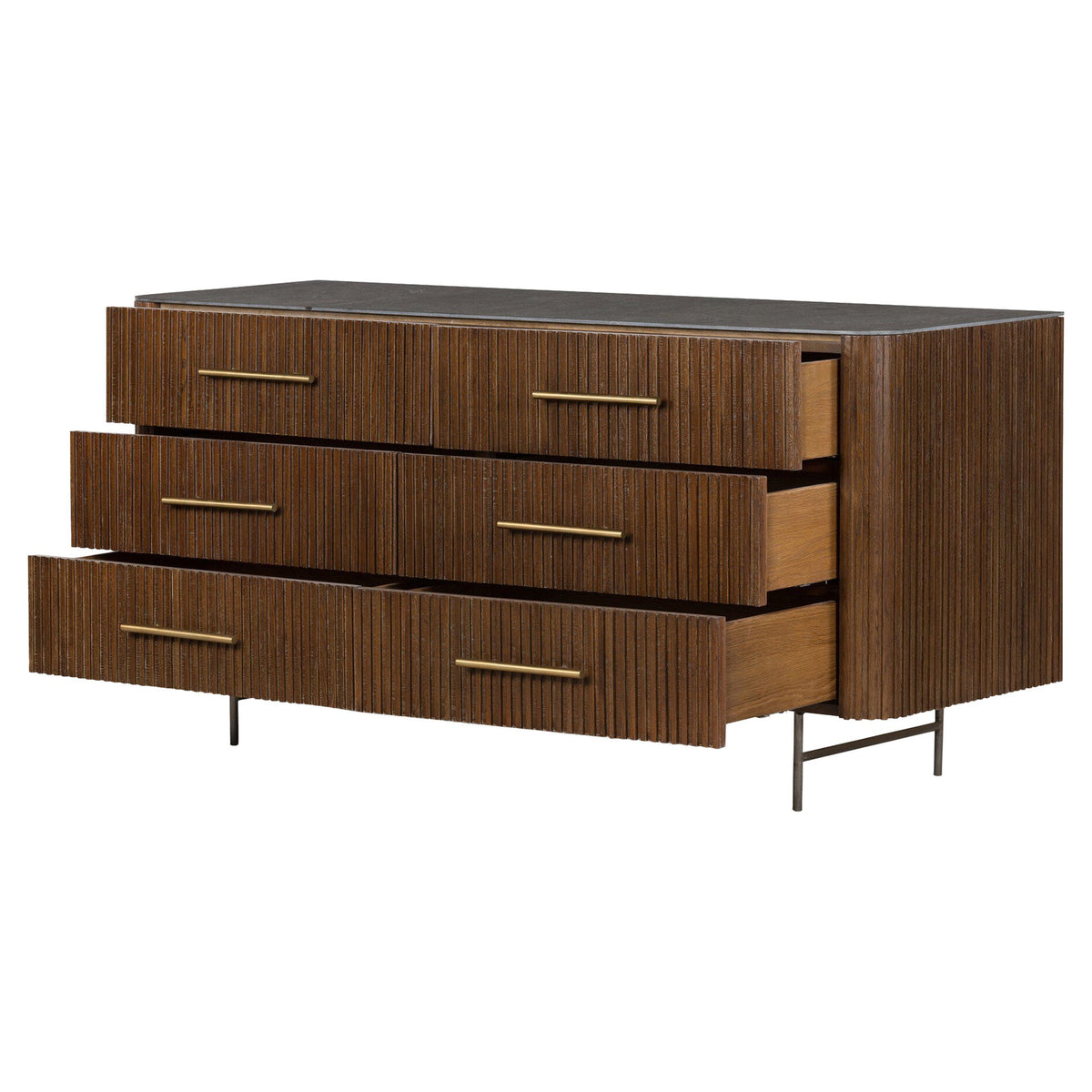 Fletcher 6 Drawer Dresser - Terra Brown Oak Veneer