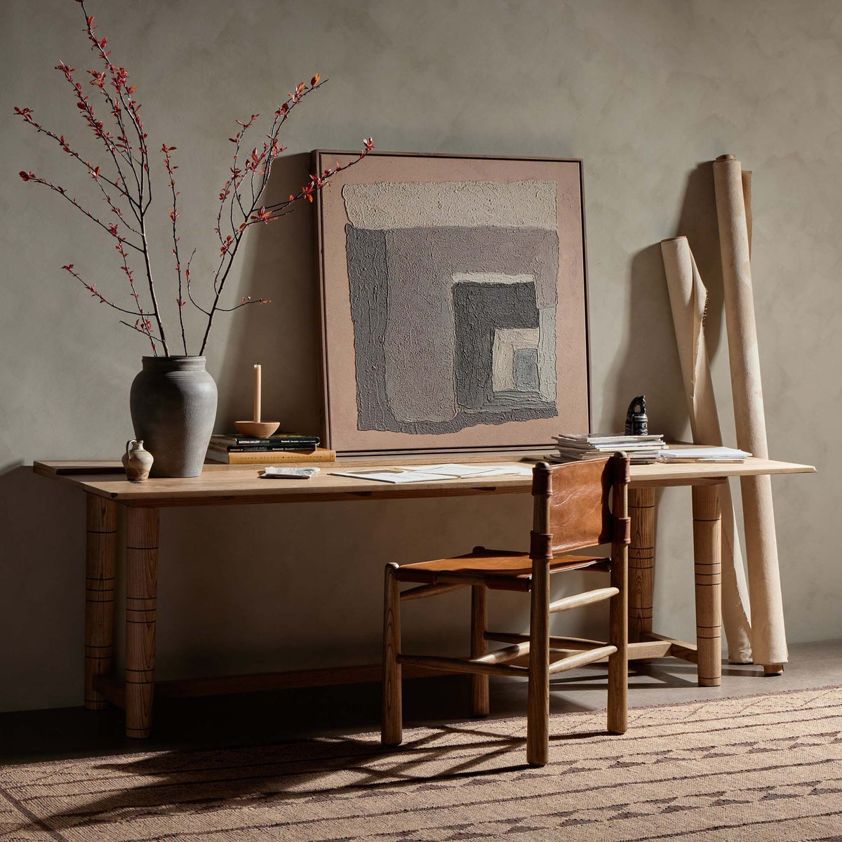 Flip Top Console Table - Toasted Ash Veneer