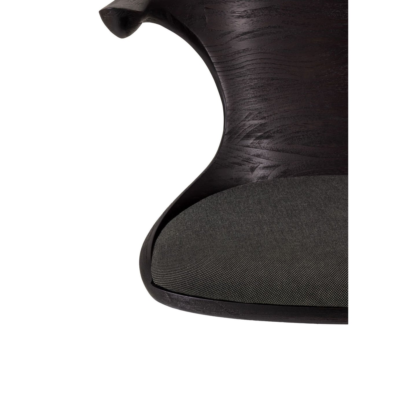 Flow Office Chair - Dark Gray Fabric, Dark Brown Teak, Black Base With Wheels