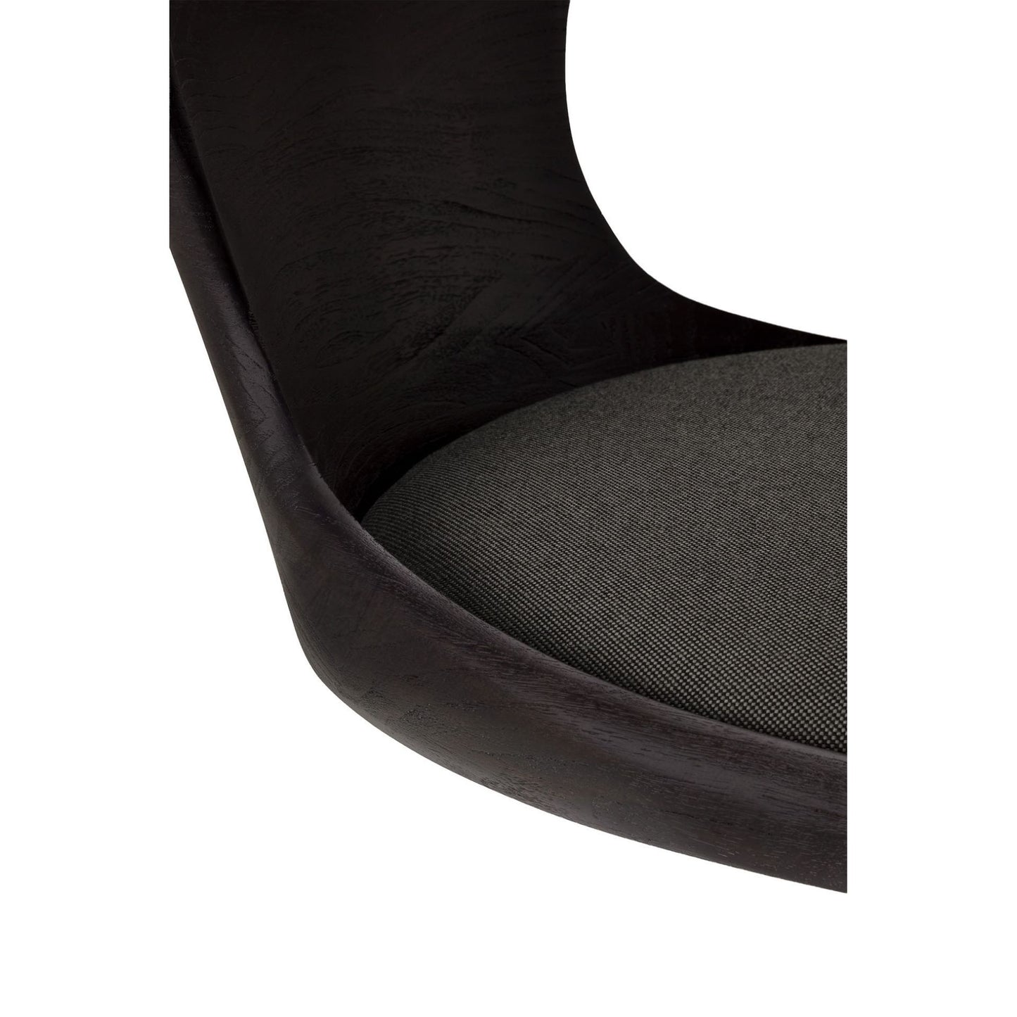Flow Office Chair - Dark Gray Fabric, Dark Brown Teak, Black Base With Wheels