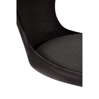 Flow Office Chair - Dark Gray Fabric, Dark Brown Teak, Black Base Without Wheels