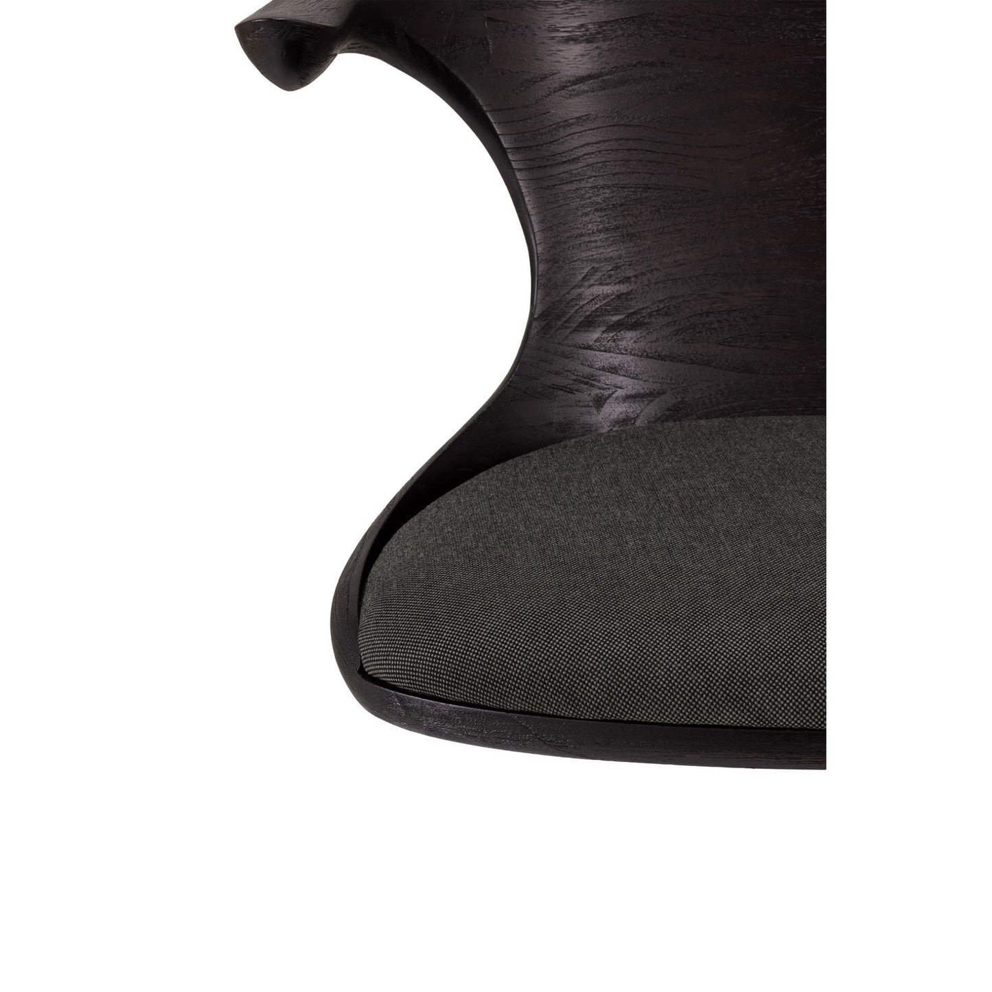 Flow Office Chair - Dark Gray Fabric, Dark Brown Teak, Black Base Without Wheels