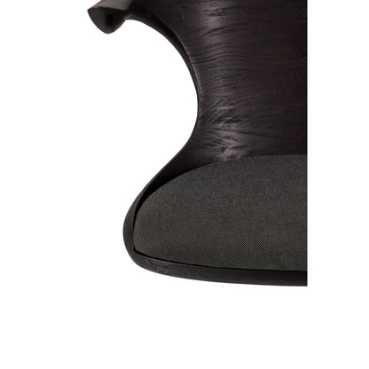 Flow Office Chair - Dark Gray Fabric, Dark Brown Teak, Black Base Without Wheels