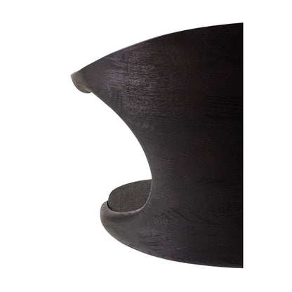 Flow Office Chair - Dark Gray Fabric, Dark Brown Teak, Black Base Without Wheels