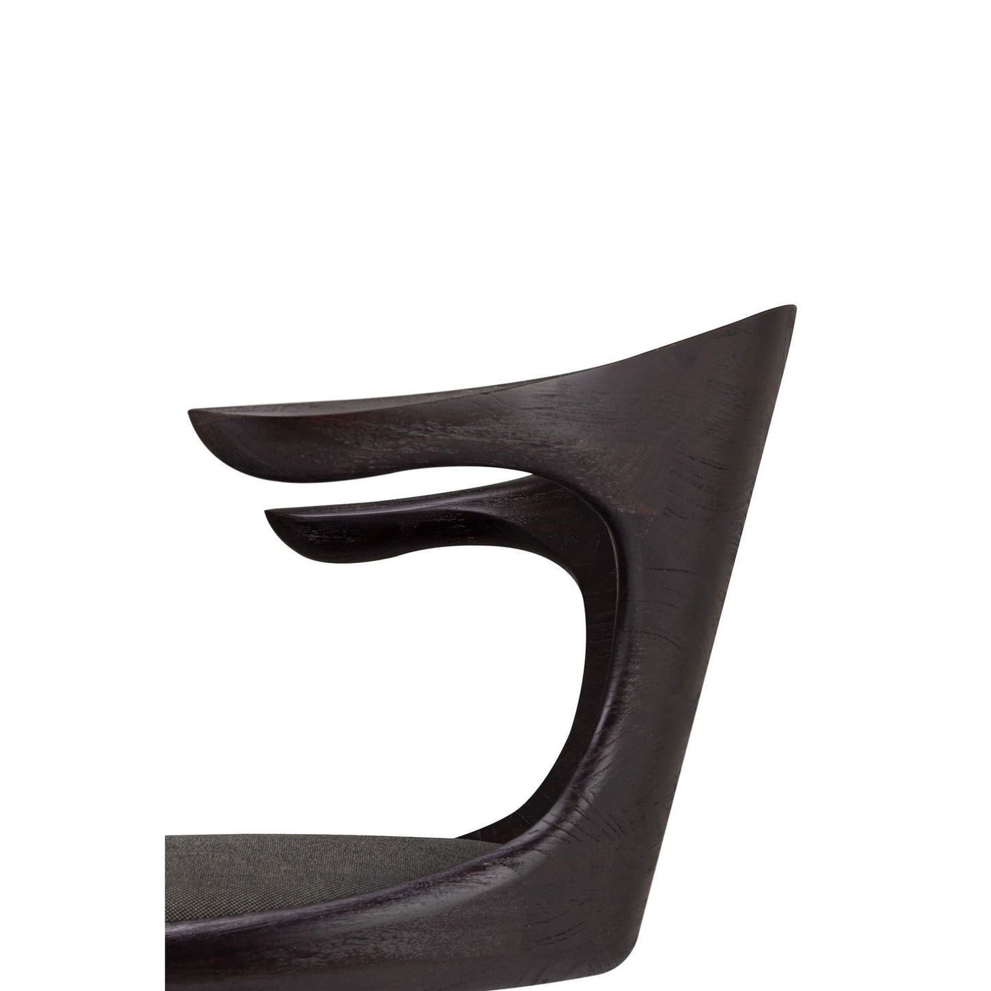 Flow Office Chair - Dark Gray Fabric, Dark Brown Teak, Black Base Without Wheels