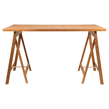 Folding Flat Trestle Table - Warm Brown Birch