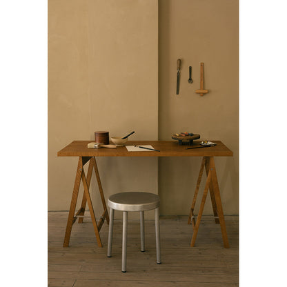 Folding Flat Trestle Table - Warm Brown Birch