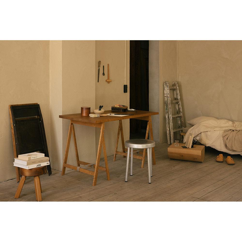 Folding Flat Trestle Table - Warm Brown Birch