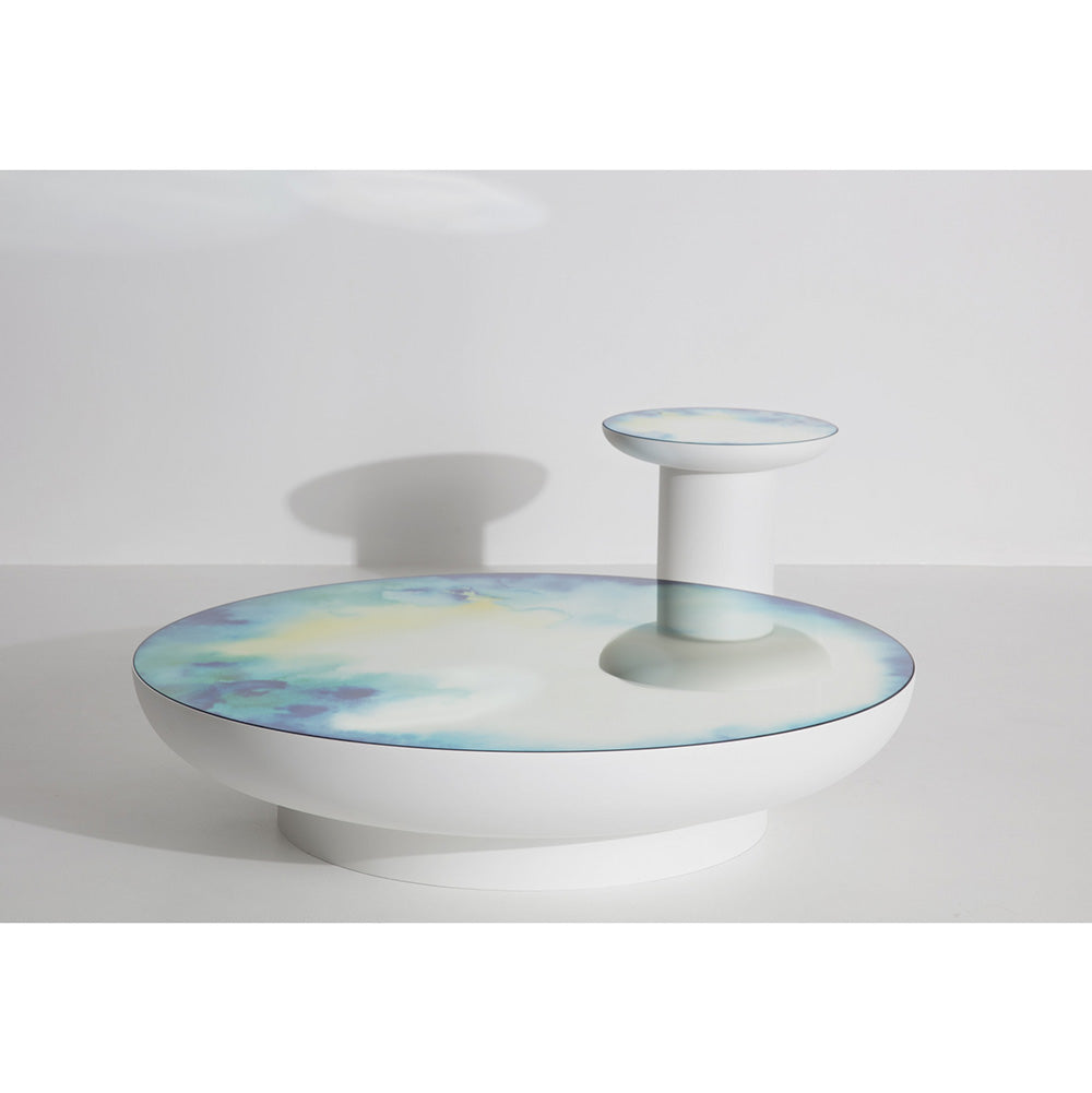 Francis Extra Large Round Mirror Coffee Table - White