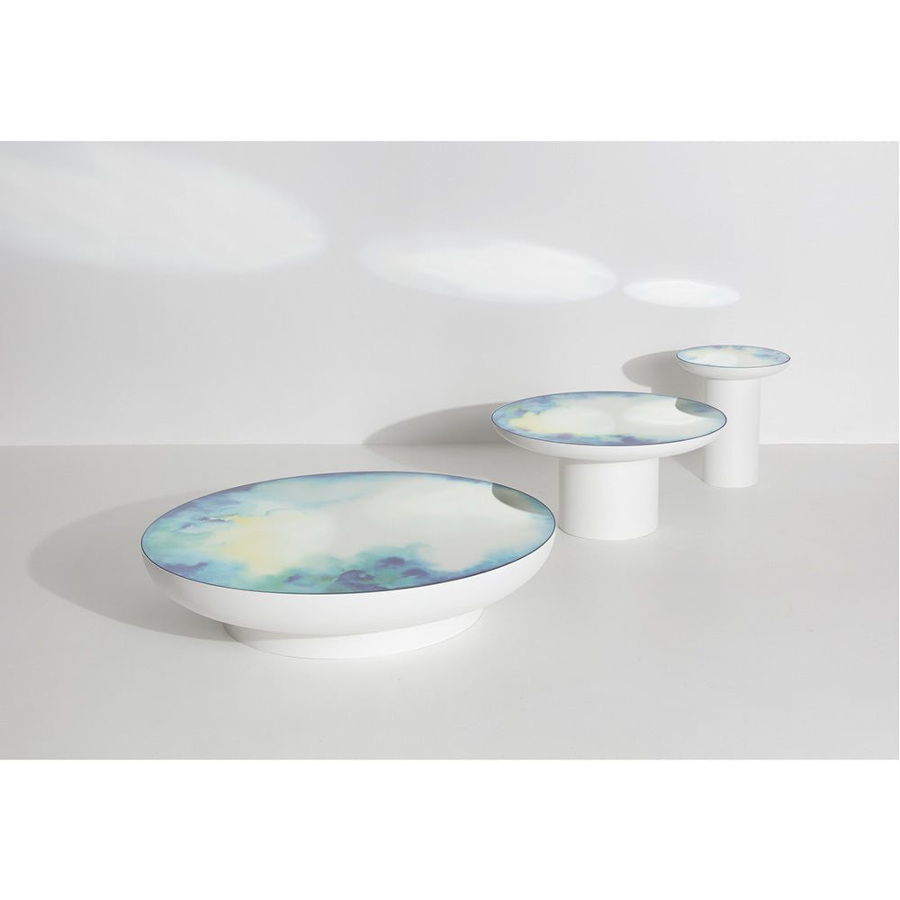 Francis Tall Round Mirror Table - White