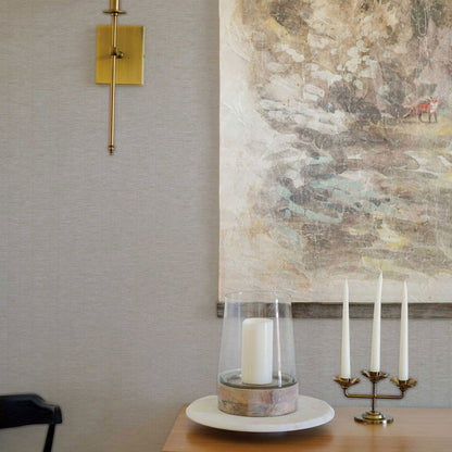 Gathered Stripe Paperweave Wallpaper - Light Beige with Pearl Tipping