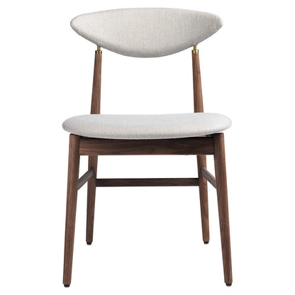 Gent Fully Upholstered Dining Chair - Sinequanon, American Walnut Oiled, Antique Brass