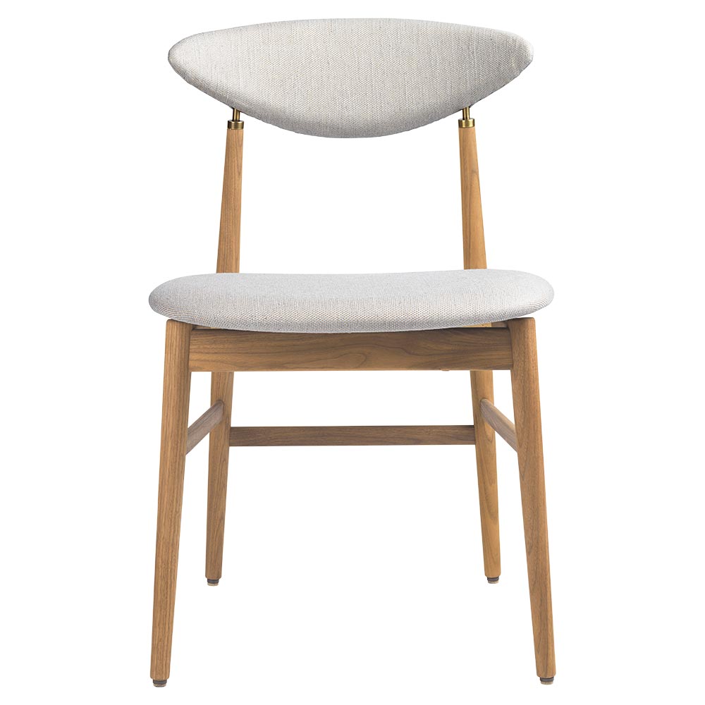 Gent Fully Upholstered Dining Chair - Sinequanon, Oak Oiled, Antique Brass